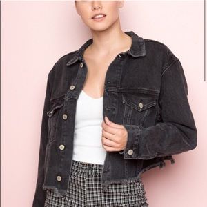 Brandy Melville Cropped Black Denim Jacket